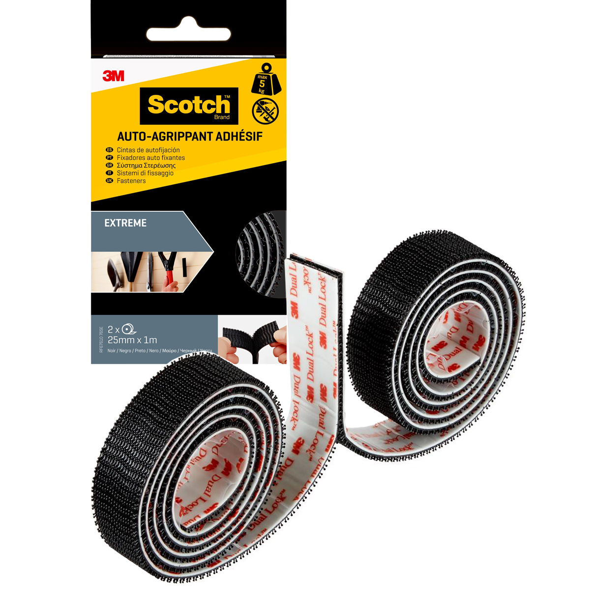 

3M Застежки самоклеящиеся Scotch Экстрим, рулон, черный, 25мм x 1м, 2 шт.