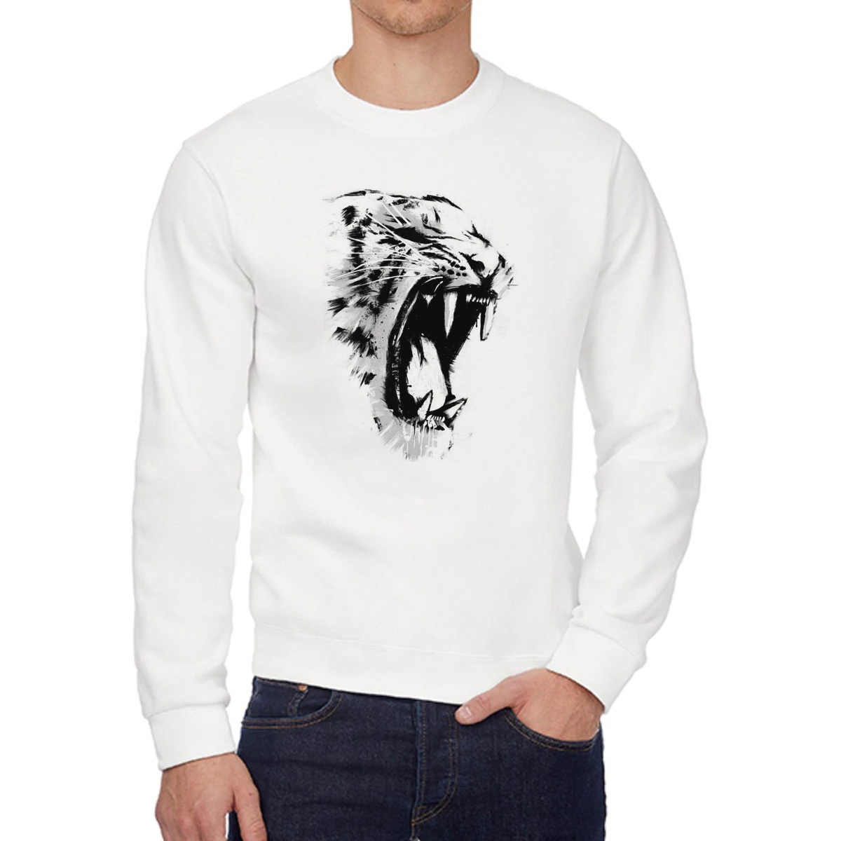 

Свитшот женский CoolPodarok ЧБ Гепард белый 50 RU, 0W015569