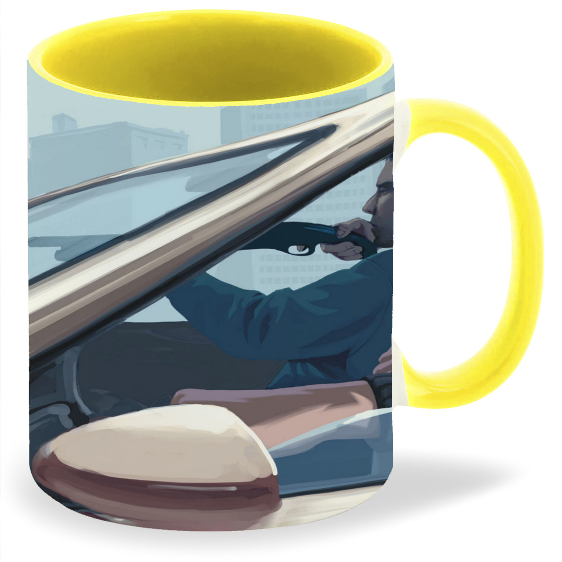 

Кружка CoolPodarok grand theft auto 4 Бандиты в машине Обрез Пистолет