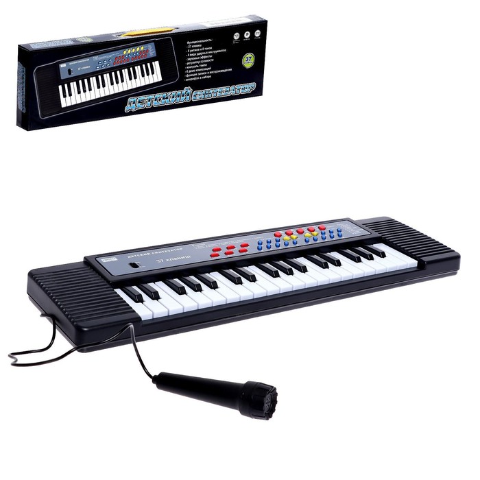 Синтезатор «Детский», 37 клавиш, с микрофоном, цвет чёрный синтезатор детский zhorya битмейкер 9952743 37 клавиш с микрофоном