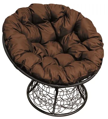 Кресло чёрное M-group Папасан ротанг 12020405 коричневая подушка