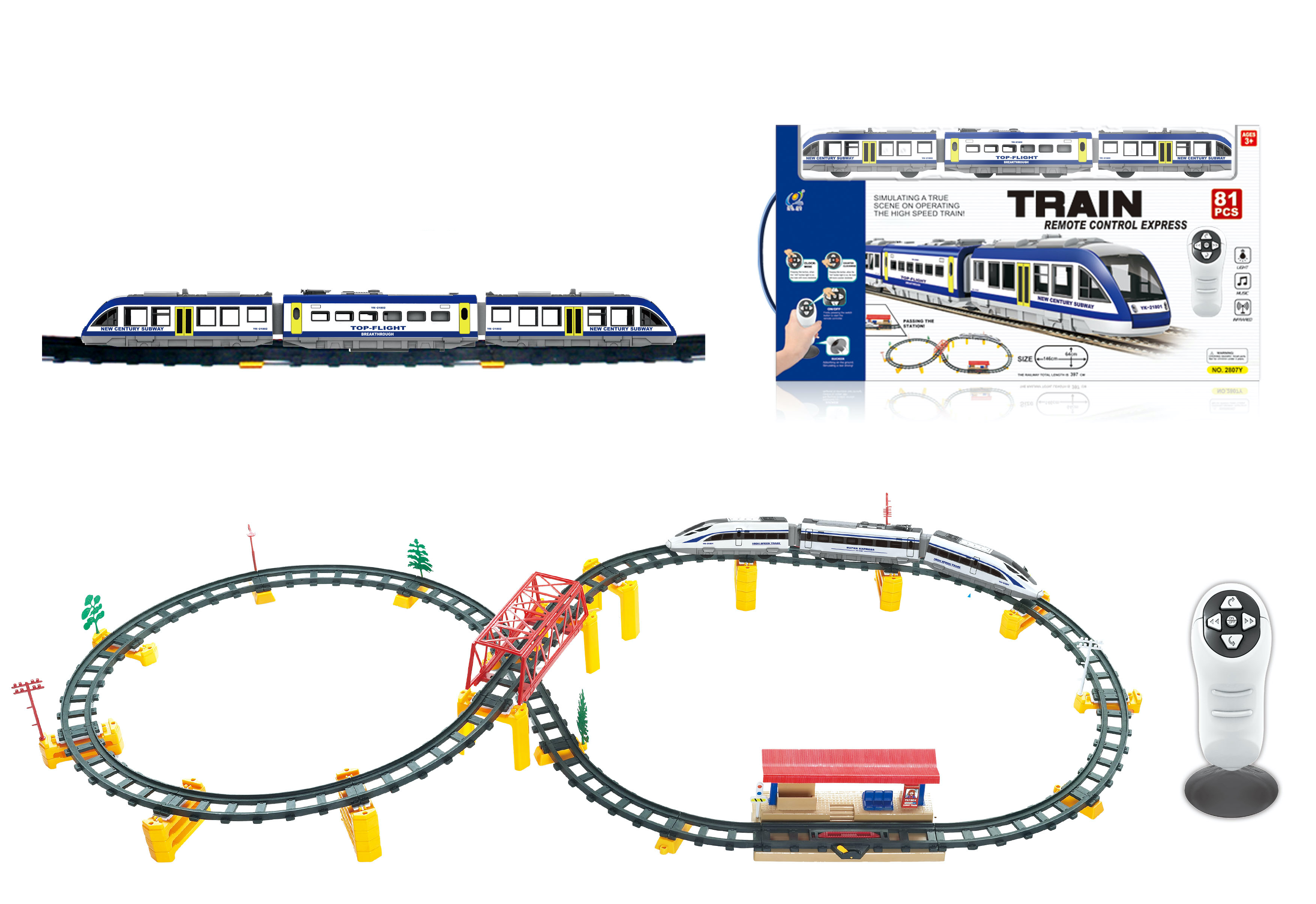 фото Железная дорога с пультом управления поезд синий экспресс, длина 397см, свет звук, 2807y-1 cs toys