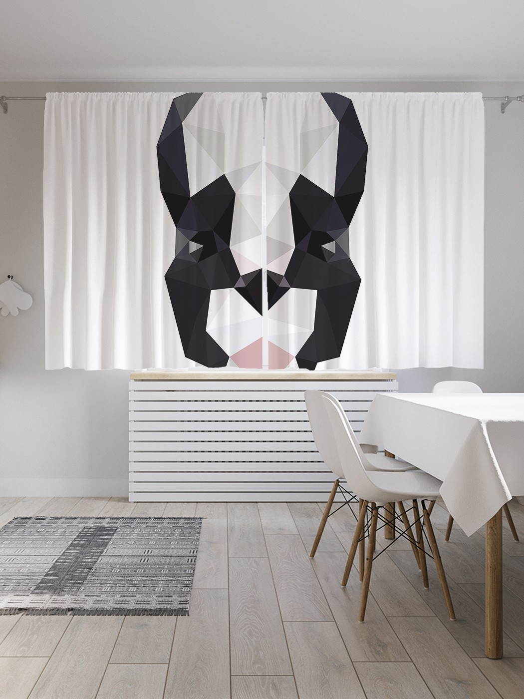 

Шторы JoyArty с фотопечатью "Геометрический пес" из сатена, 290х180 см, Геометрический пес