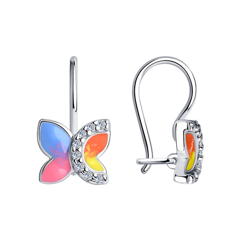 

Серьги из серебра Diamant 94-120-01436-1, эмаль/фианит, 94-120-01436-1