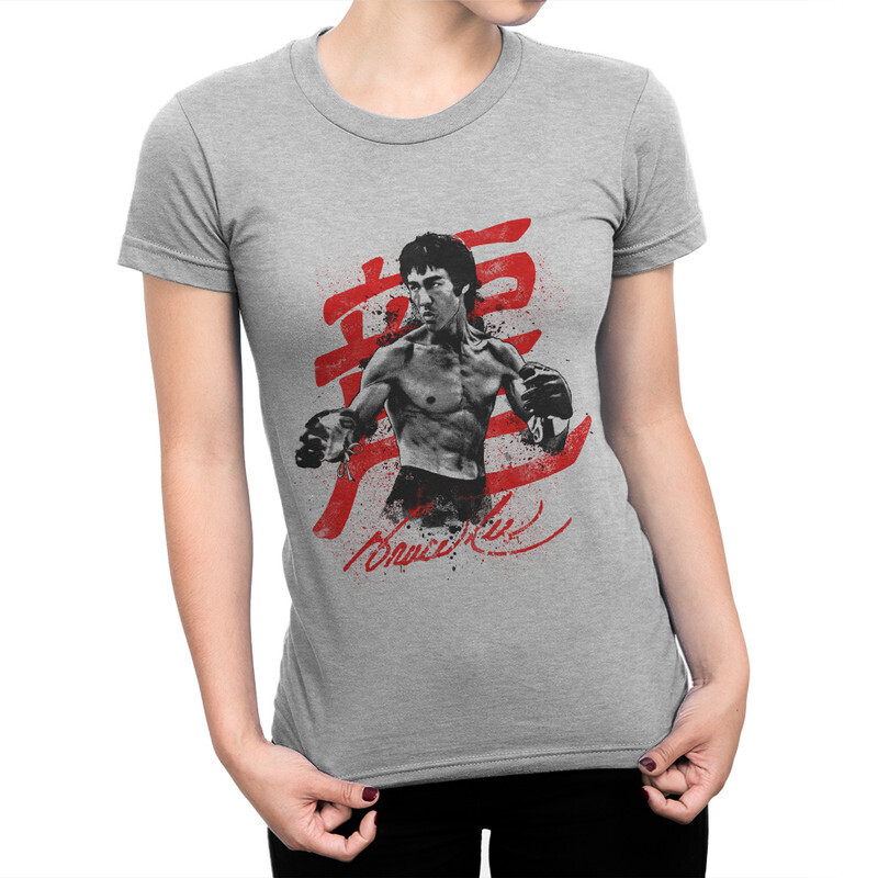 

Футболка женская Dream Shirts Брюс Ли 10005071 серая XL, Брюс Ли 10005071