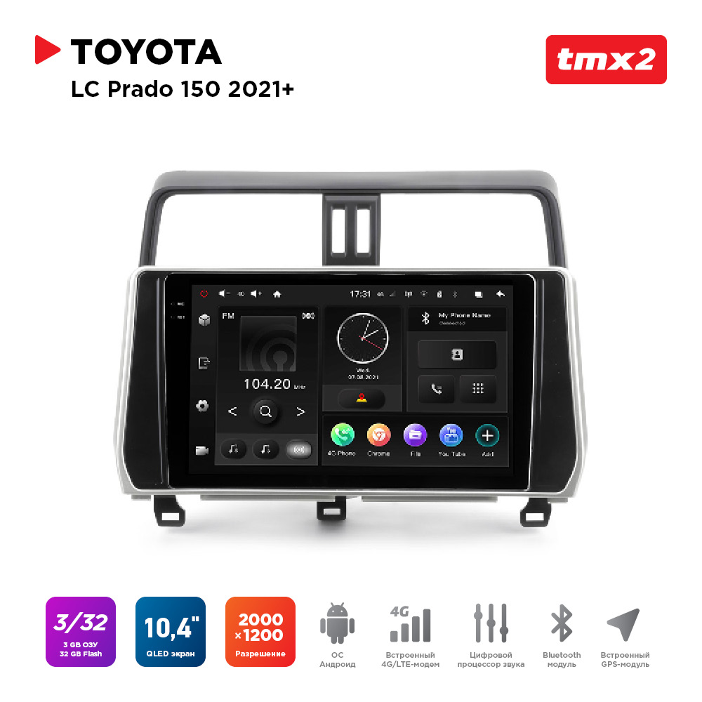 ШГУ Toyota LC Prado 150 21+ (MAXIMUM Incar TMX2-2215-3) Android 10/2000*1200, BT, wi-fi,