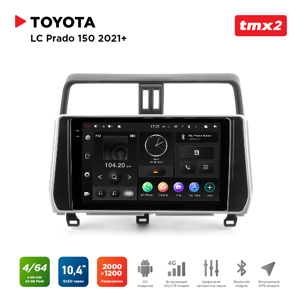 ШГУ Toyota LC Prado 150 21+ (MAXIMUM Incar TMX2-2215-4) Android 10/2000*1200, BT, wi-fi,