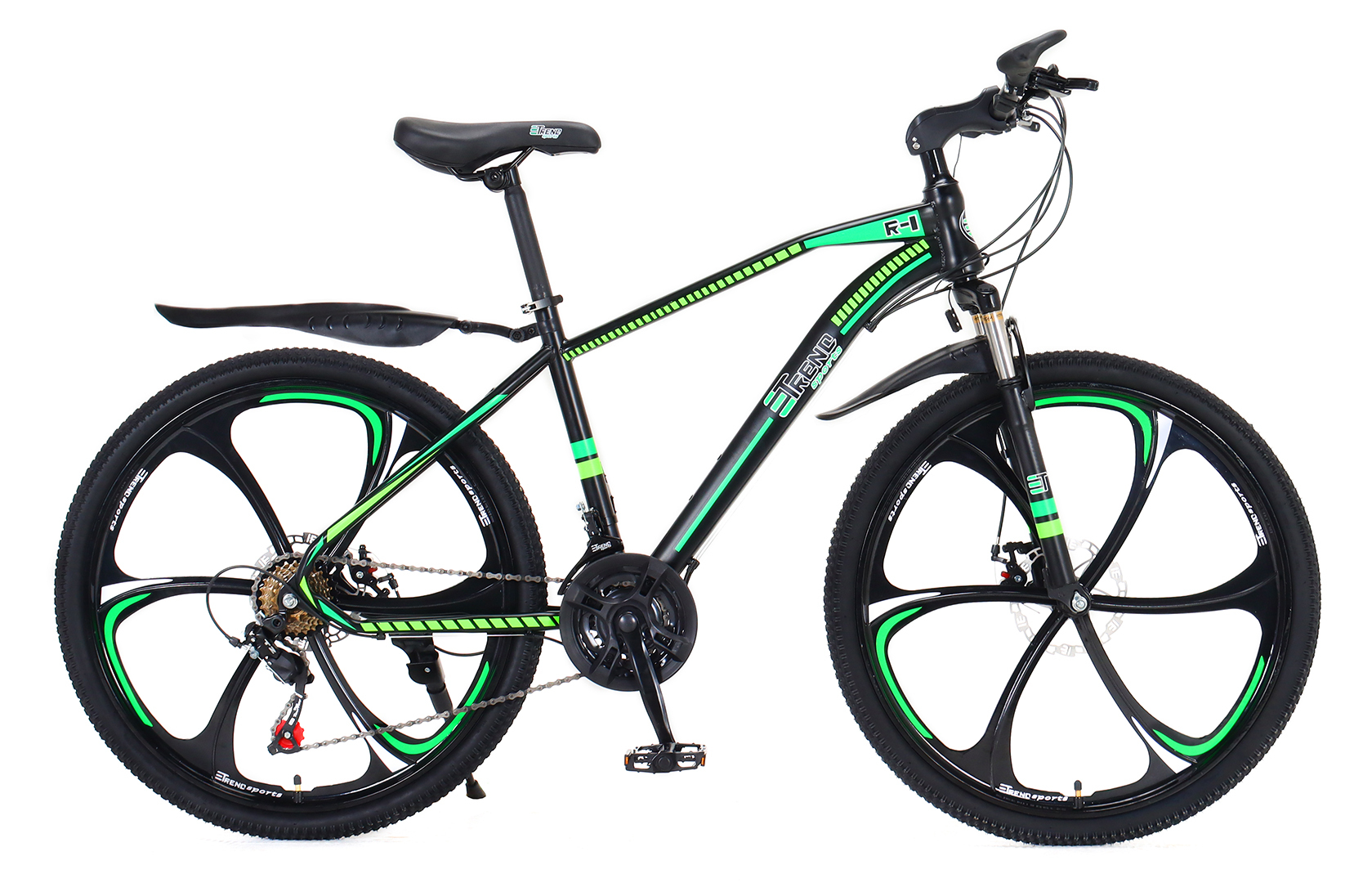 фото Скоростной горный велосипед "etrend sports r-1" (черный/зеленый)