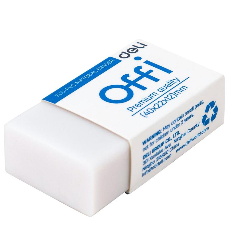 

Ластик Deli Offi EH03010 пластиковый 40x22x12 мм, 1277761, Белый