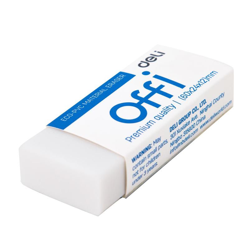 

Ластик Deli Offi EH03110 пластиковый 60x24x12 мм, 1277762, Белый