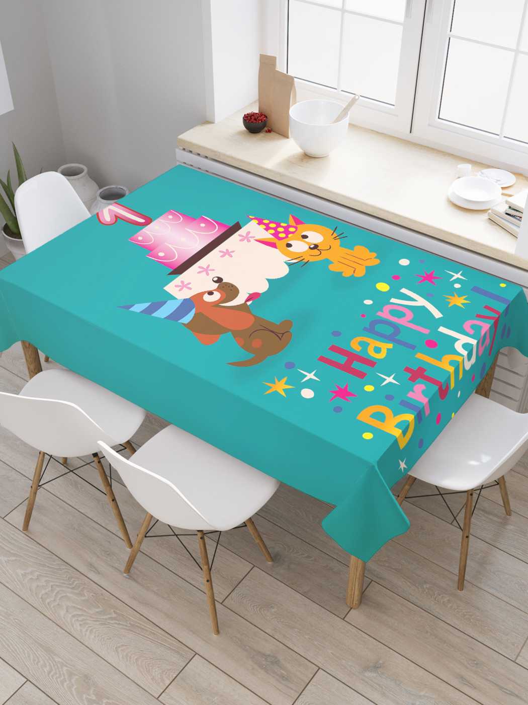 

Скатерть прямоугольная JoyArty "Торт для годовалого именинника" из оксфорда, 120x145 см, Голубой, Торт для годовалого именинника