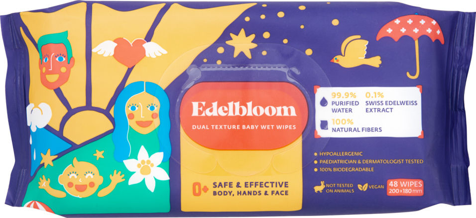 Салфетки влажные Edelbloom детские 48шт