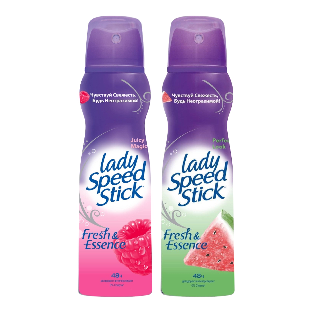 Набор дезодорант-спреев Lady Speed Stick FRESH ESSENCE Арбуз + Малина по 150 мл набор дезодорант спреев lady speed stick fresh essence ок вишни чёрная орхидея по 15