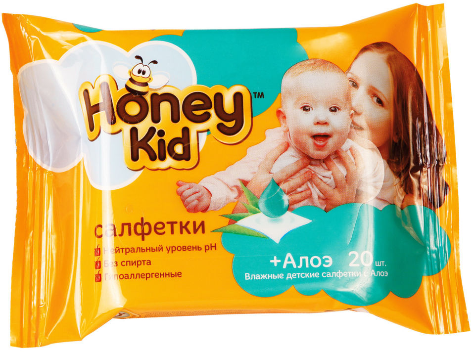 фото Салфетки влажные honey kid детские с алоэ 20шт