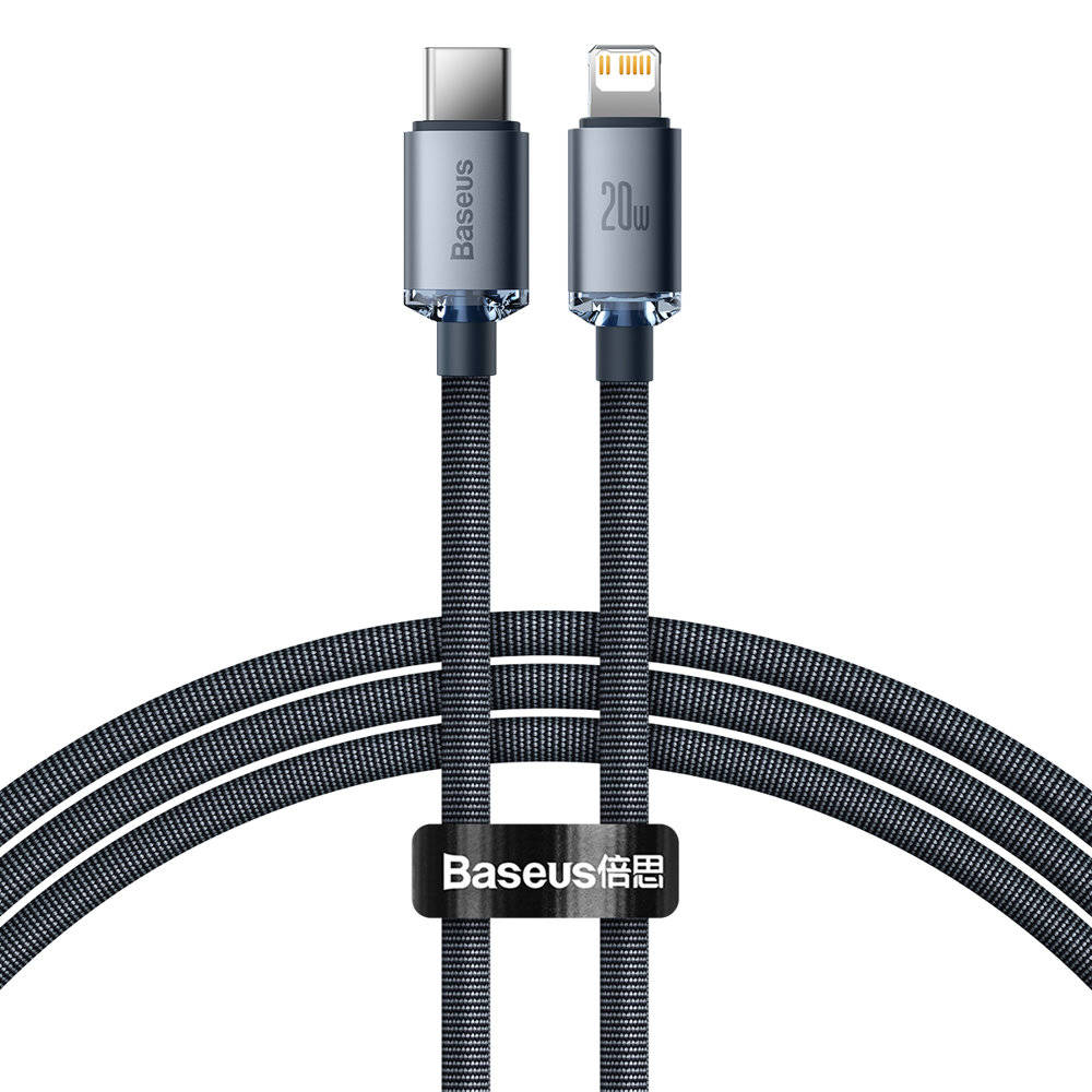 

Кабель Baseus Crystal Shine Type-C - Lightning, 3 А, 1.2 м, черный, Crystal Shine