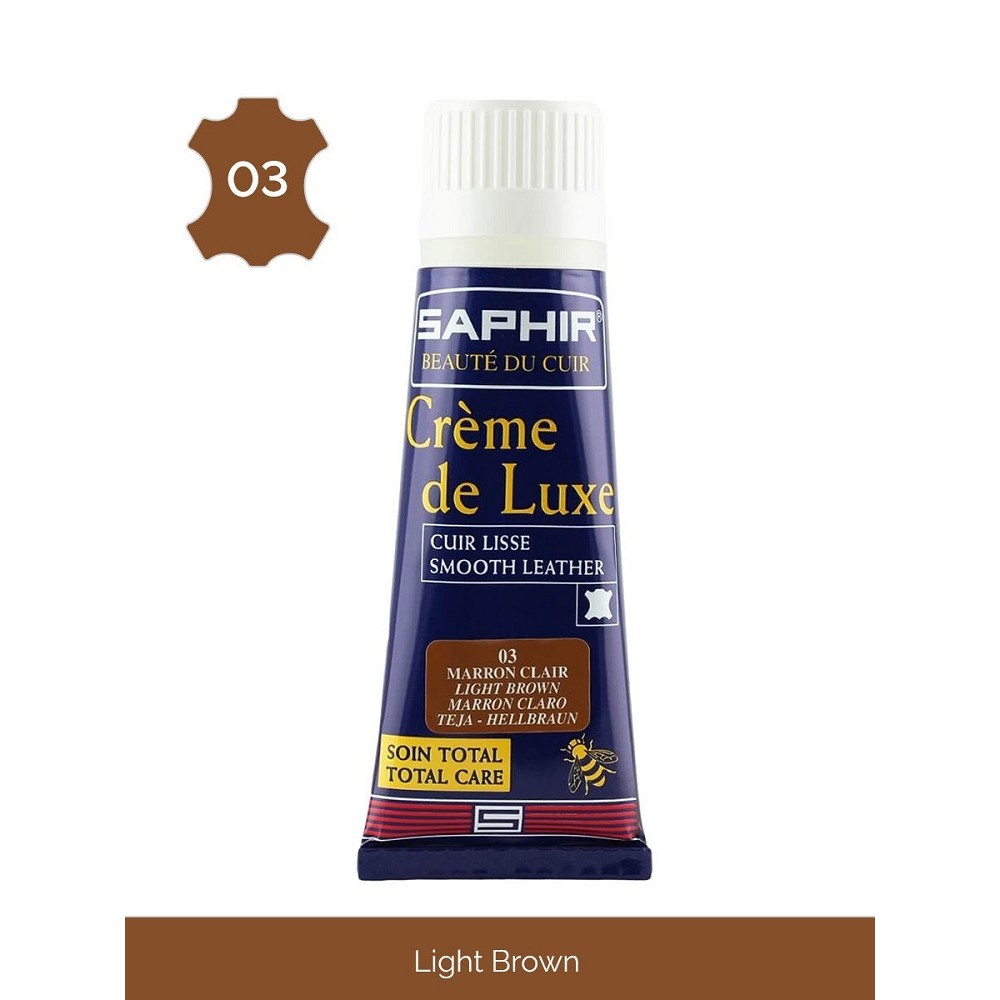 

Крем для обуви Saphir Creme de luxe с губкой light brown 75 мл, Коричневый, Creme De Luxe