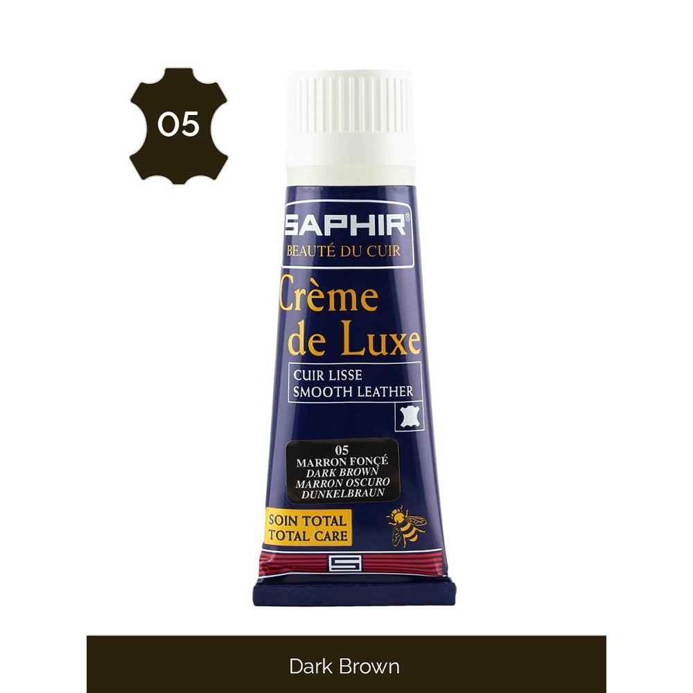 Крем для обуви Saphir Creme de luxe с губкой dark brown 75 мл