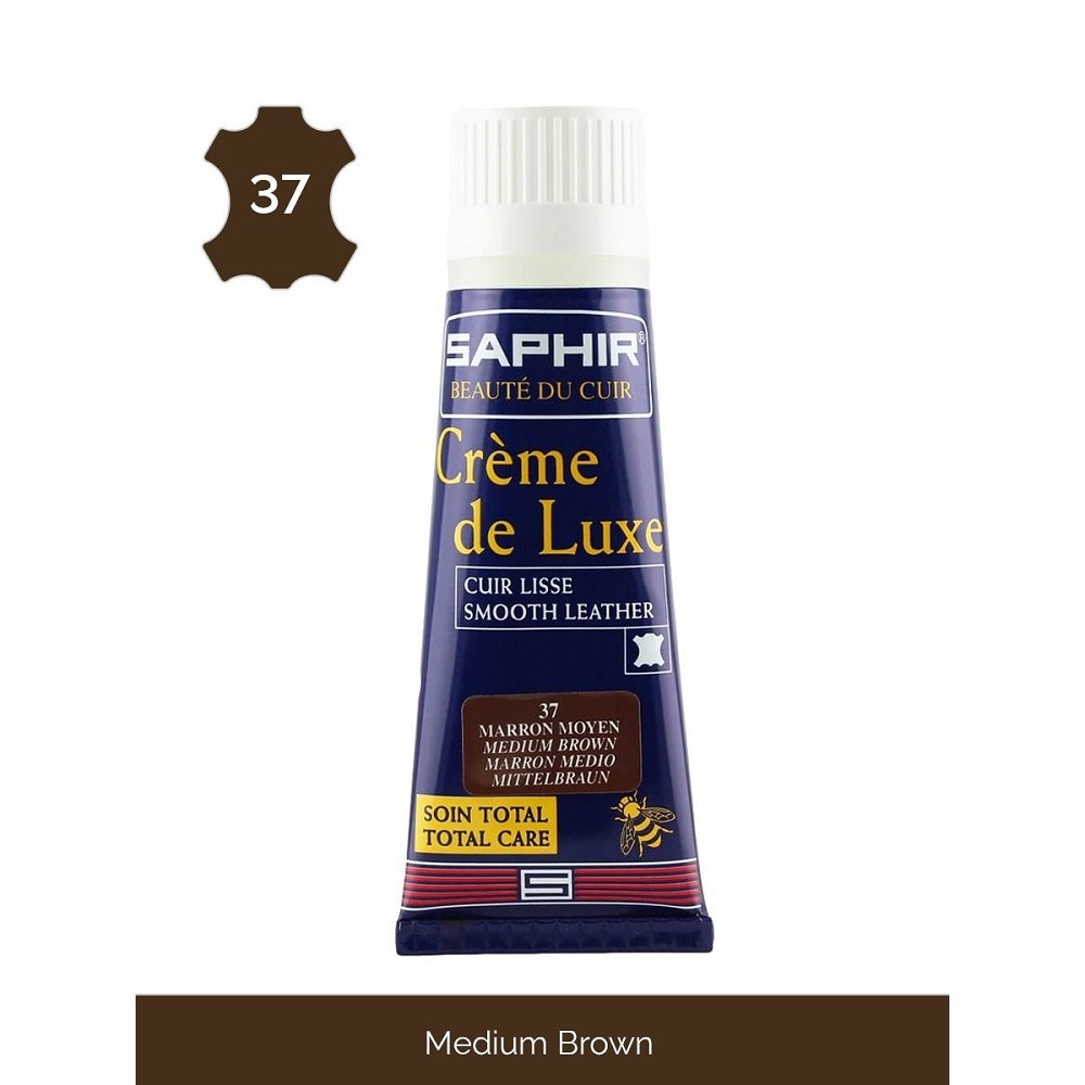 Крем для обуви Saphir Creme de luxe с губкой medium brown 75 мл