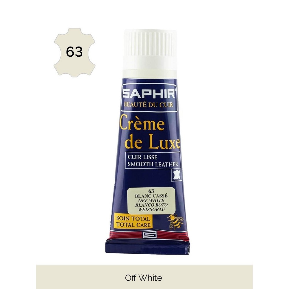 

Крем для обуви Saphir Creme de luxe с губкой off white 75 мл, Белый, Creme De Luxe