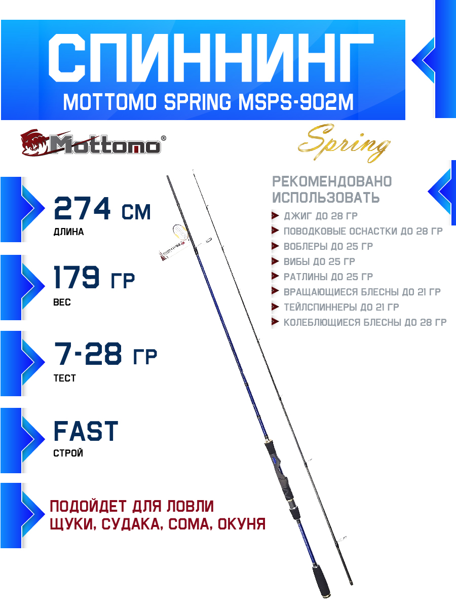 Спиннинг Mottomo Spring MSPS-902M 274см/7-28g