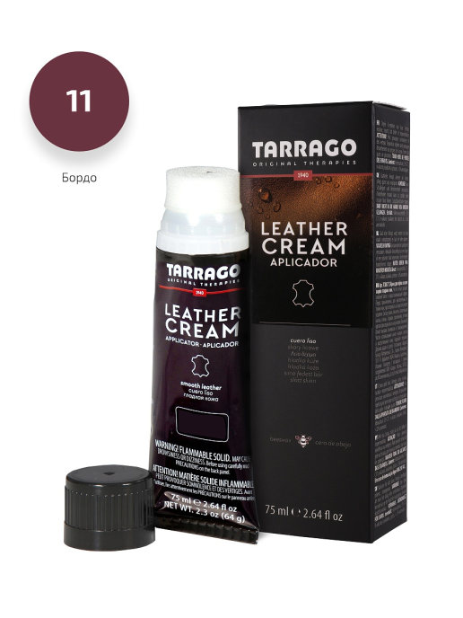 фото Крем для обуви tarrago leather cream (bordeaux) бордо