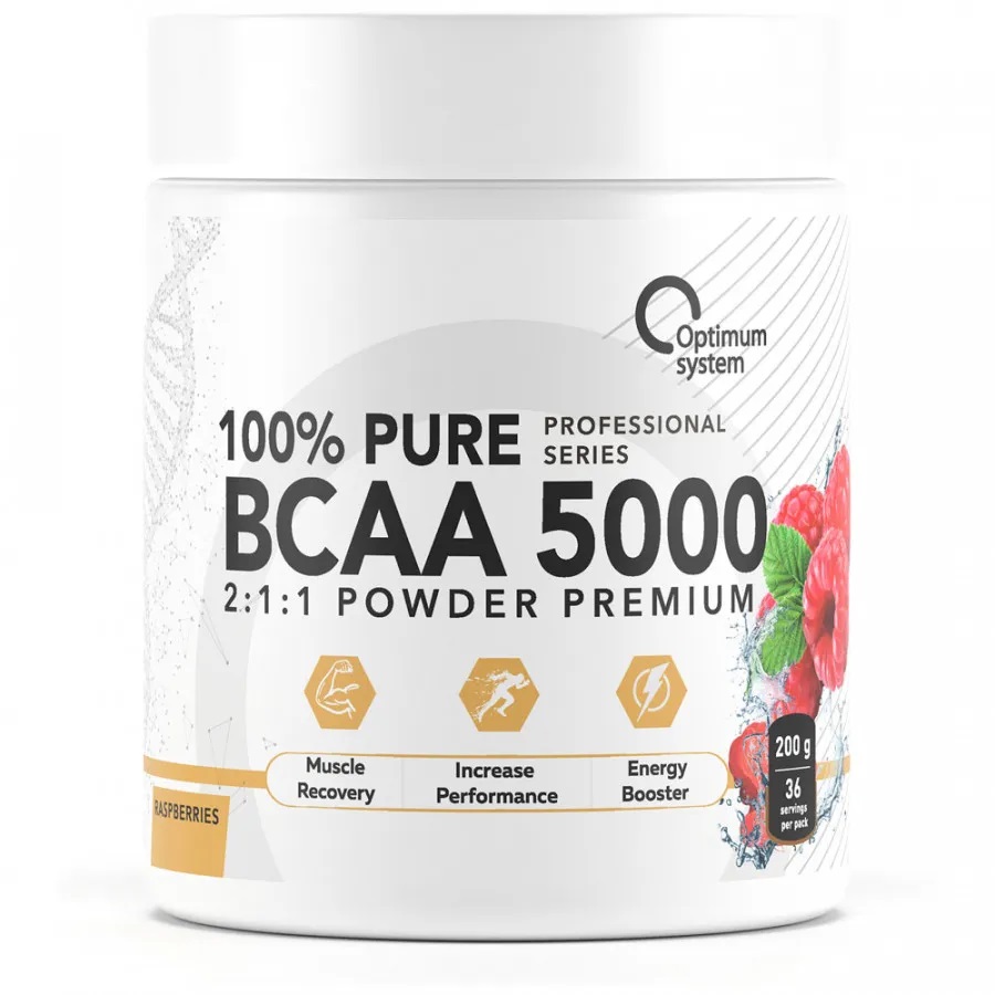 Optimum System BCAA 5000 Powder 200 г, raspberry