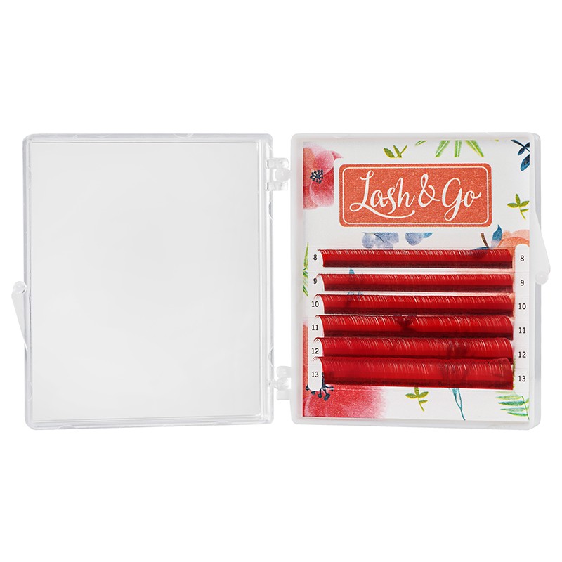 

Цветные ресницы Lash&Go микс Красные 6 линий C 0.1 7-12, Красный