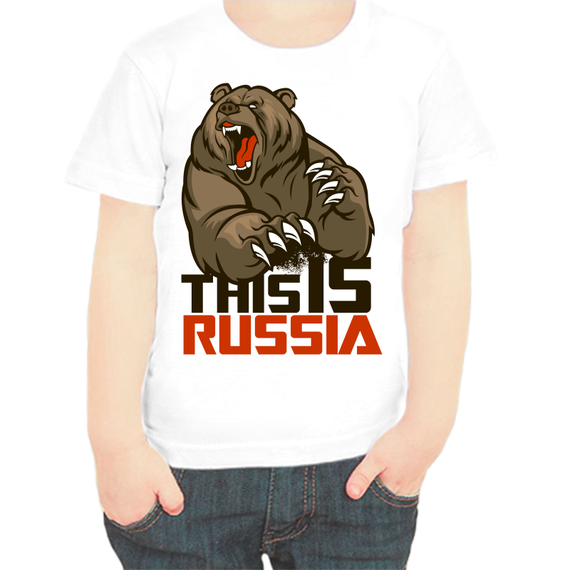 

Футболка мальчику белая 32 р-р с надписью Россия this is Russia, Белый, fdm_this_is_russia