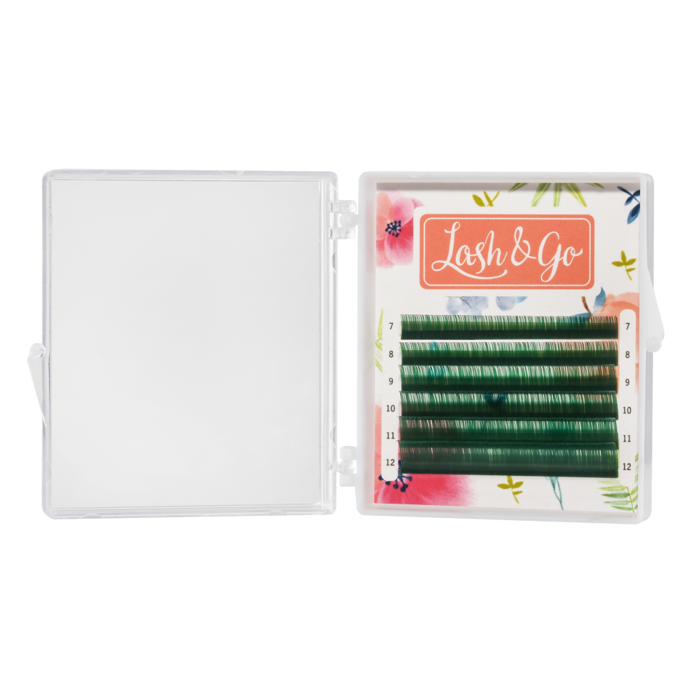 

Цветные ресницы Lash&Go микс Зеленые 6 линий C 0.1 7-12, Зеленый