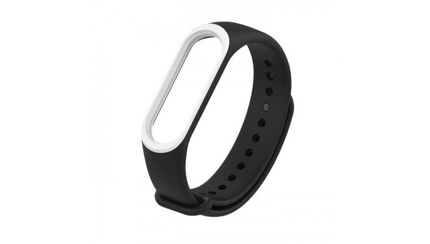 

Ремешок для Mi Band 3/4 Silicon Loop чёрный/белый