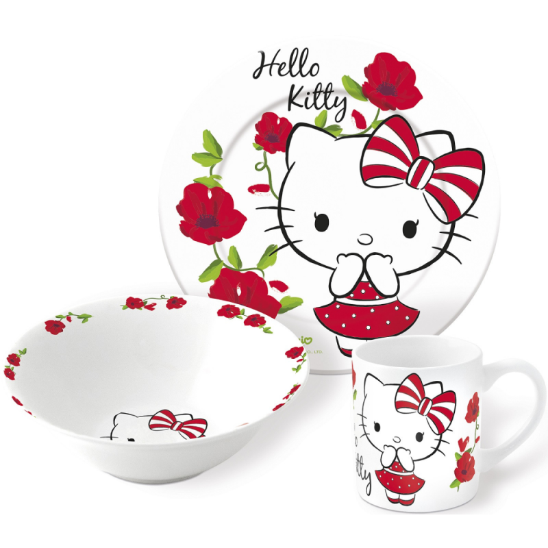 фото Набор посуды hello kitty - кошечка и цветы stor