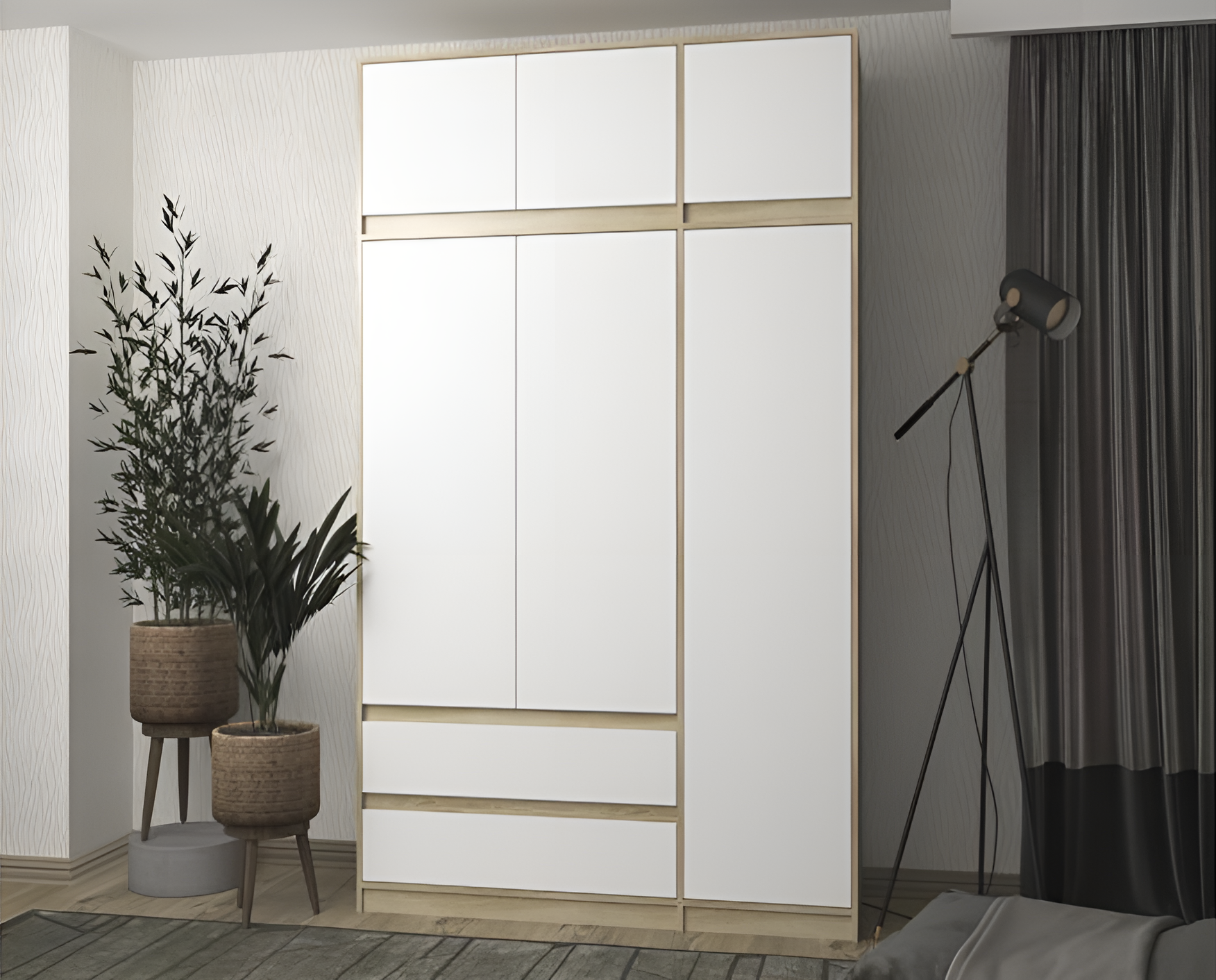 

Шкаф книжный QualisMebel Chelsea 2-2 1200х500х2800, Дуб Сонома/Белый, Бежевый, Chelsea 2-2