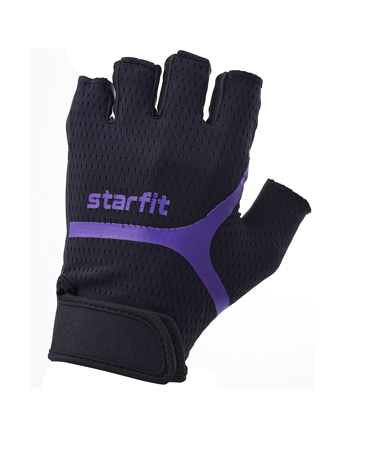 фото Перчатки для фитнеса starfit wg-103, черный/фиолетовый