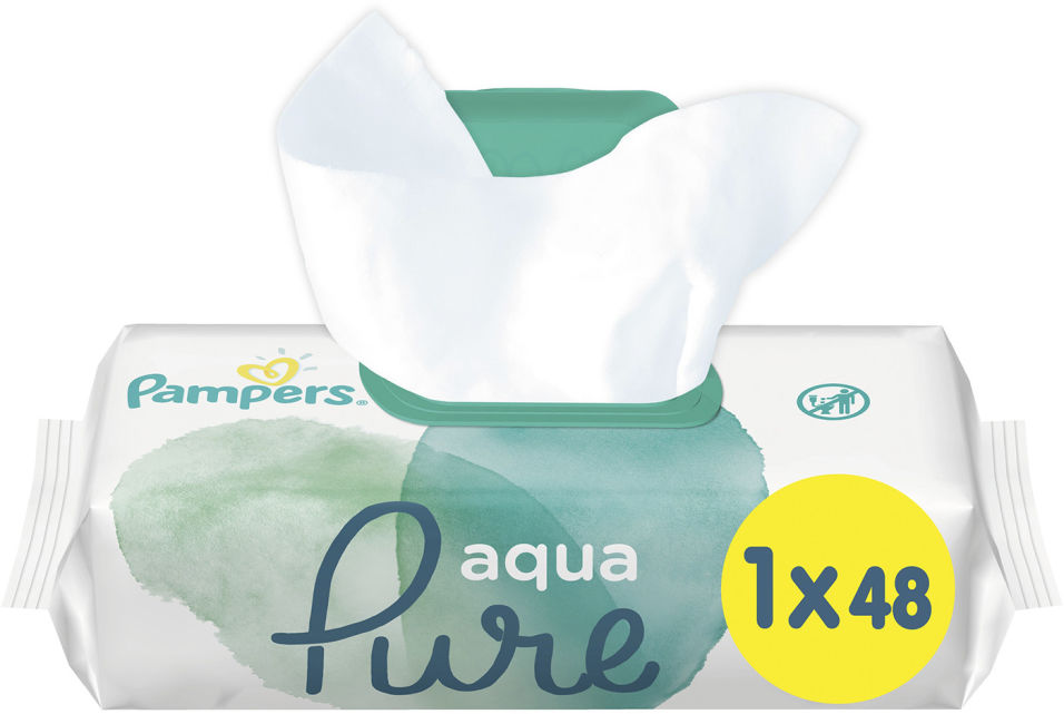 фото Салфетки влажные pampers aqua pure детские 48шт