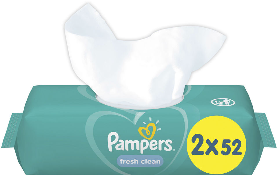 фото Салфетки влажные pampers fresh clean детские 104шт