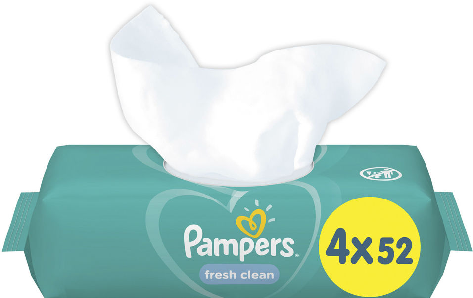 фото Салфетки влажные pampers fresh clean детские 208шт