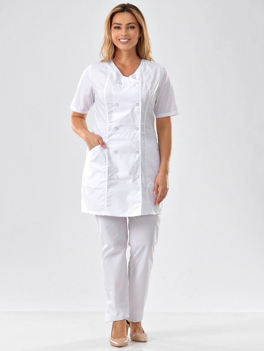 фото Халат медицинский женский medicalwear домино 021 белый 44 ru