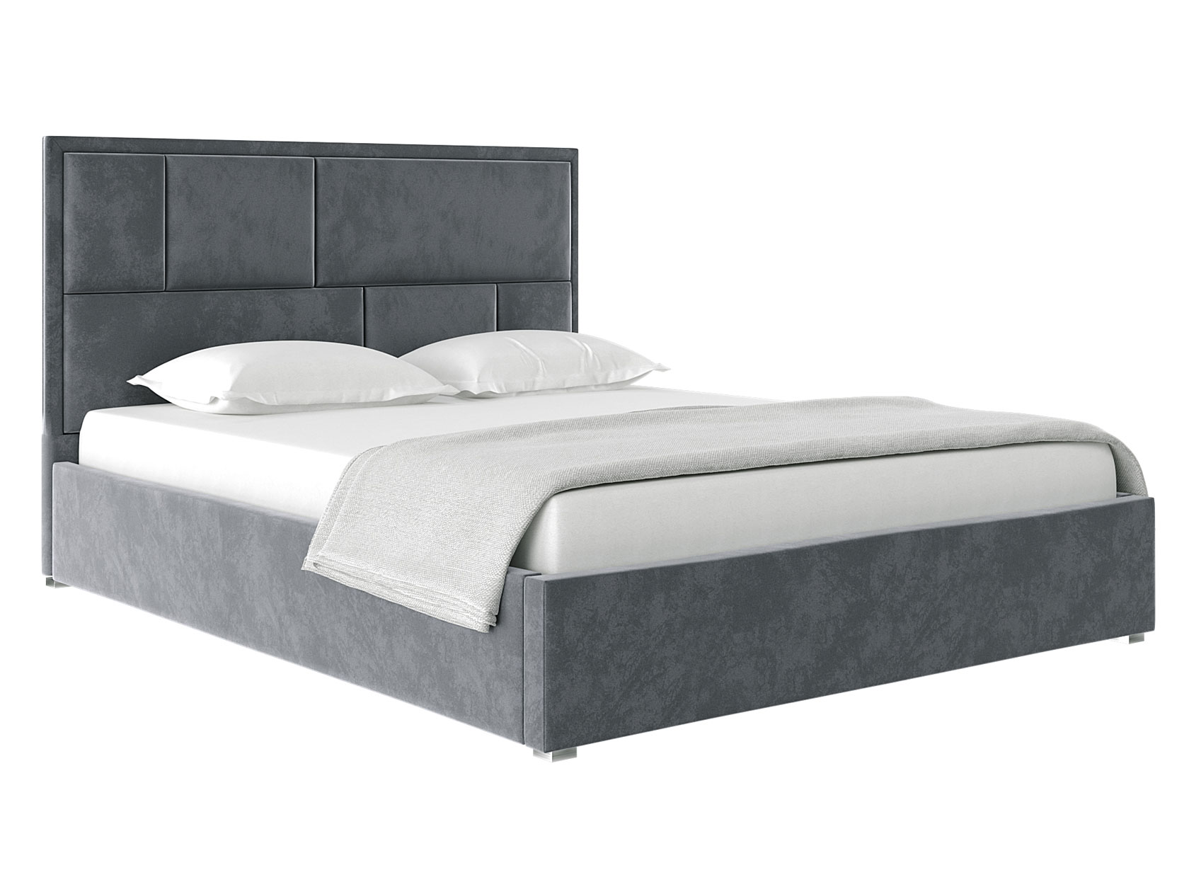фото Двуспальная кровать медисон пм серый, велюр, 140х200 см нк-мебель