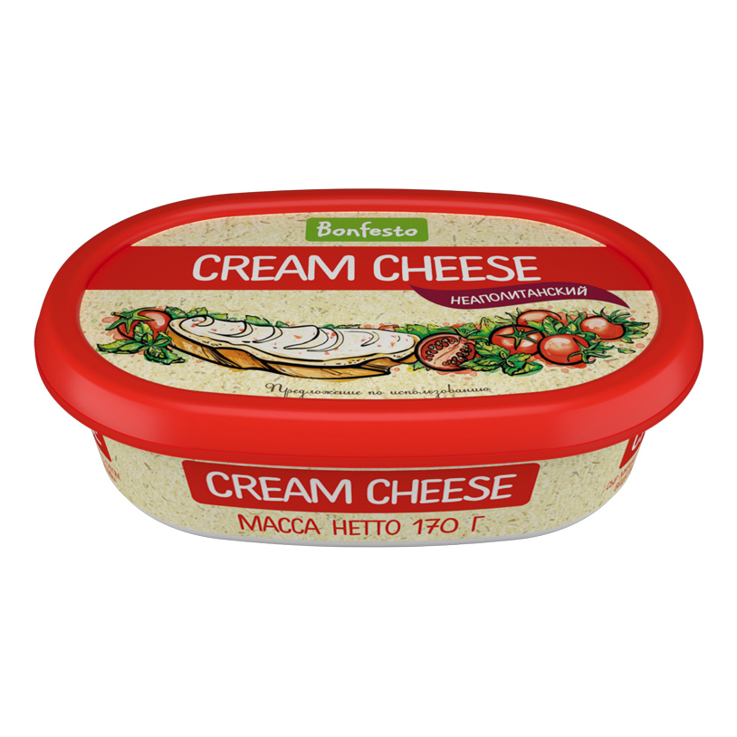 фото Творожный сыр bonfesto cream cheese неаполитанский 70% 170 г бзмж