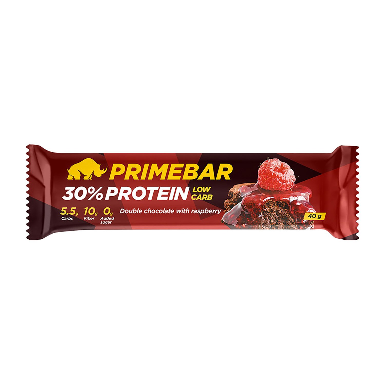 фото Батончик протеиновый primebar low carb двойной шоколад с малиной в шоколадной глазури 40 г