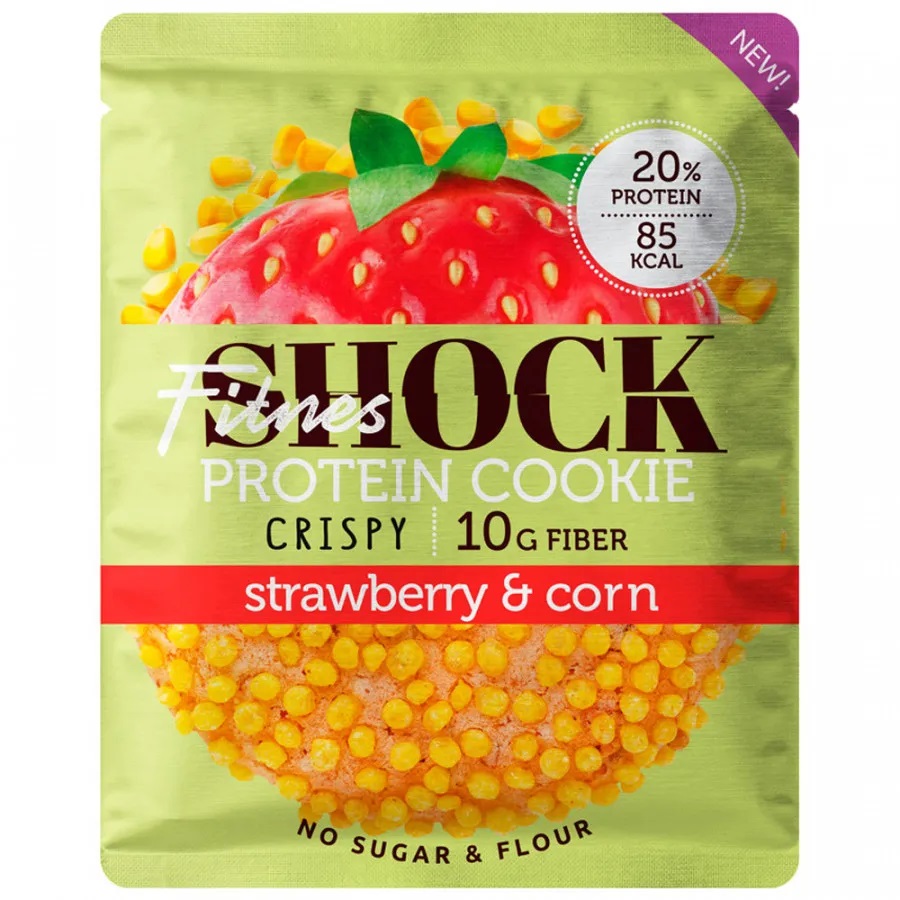 Печенье FitnesShock Crispy протеиновое клубника-кукуруза 30 г