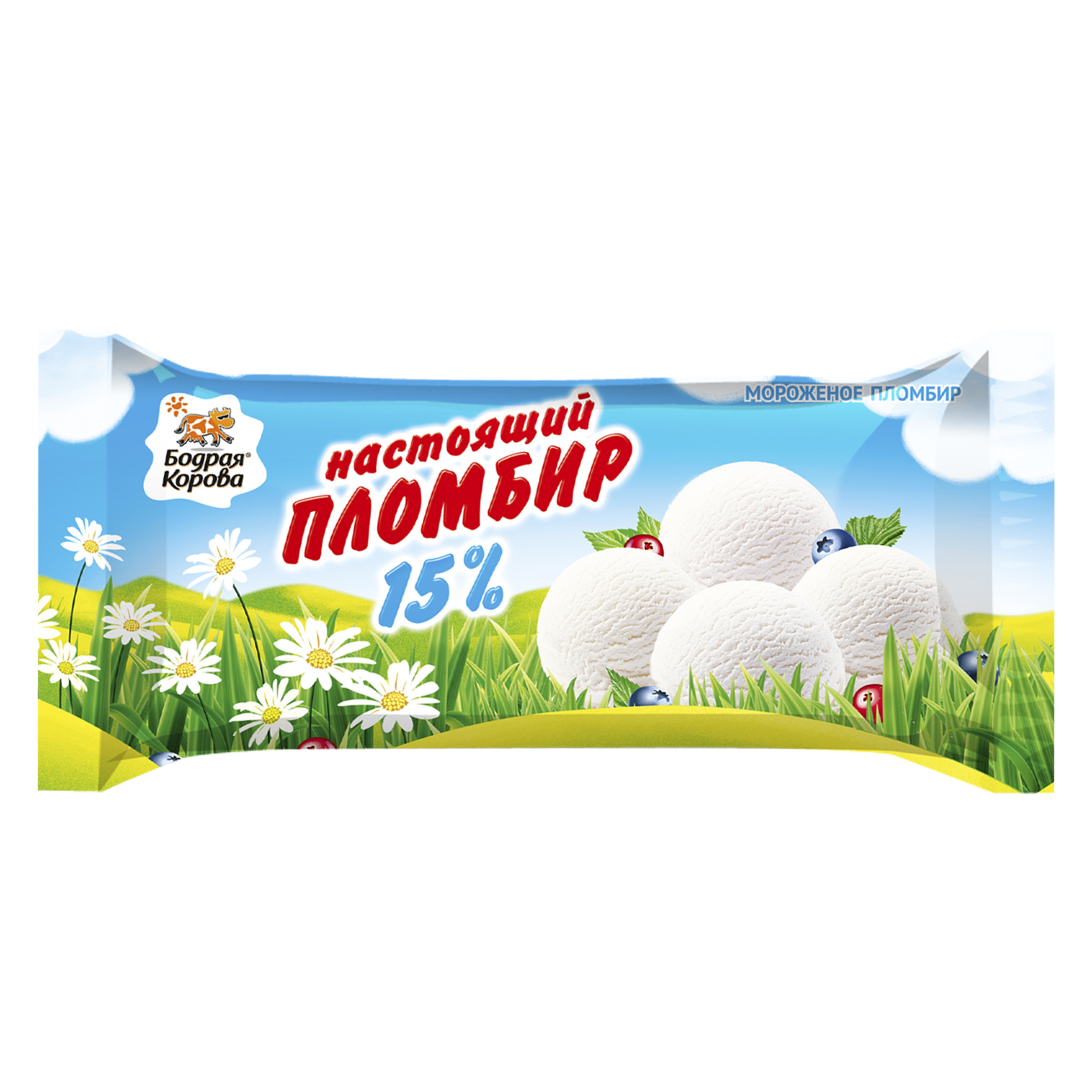 

Мороженое Бодрая корова Настоящий пломбир 15%, брикет, 400 г