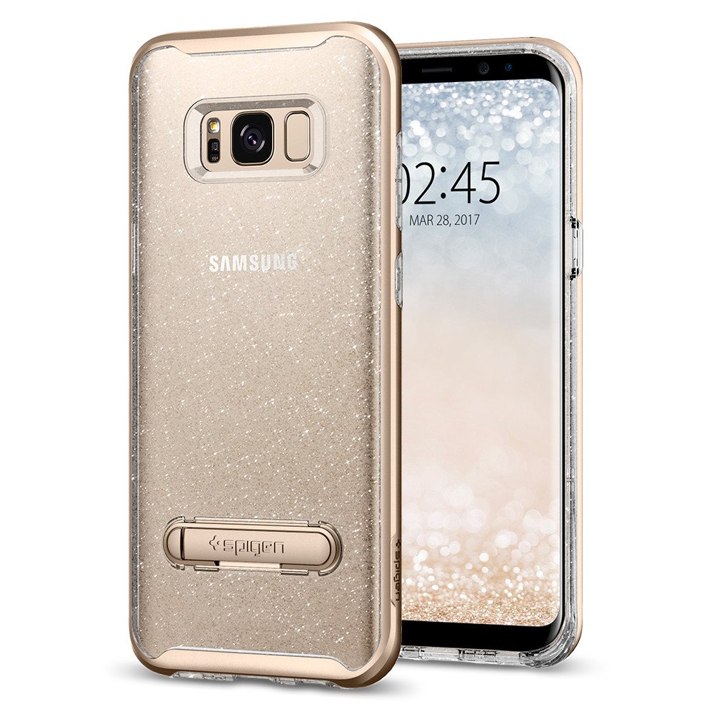 фото Чехол spigen для galaxy s8 - crystal hybrid glitter - золотой кварц - 565cs21327