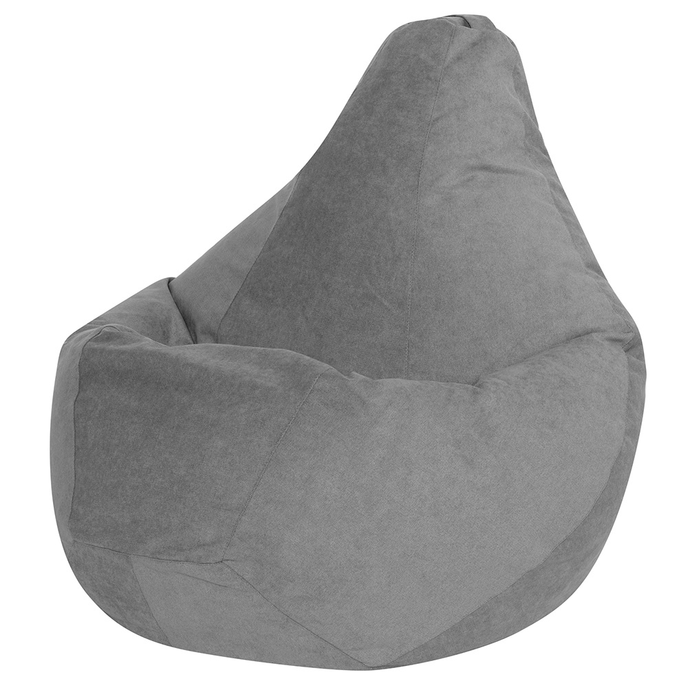 фото Кресло мешок груша серый велюр 2xl, классический dreambag