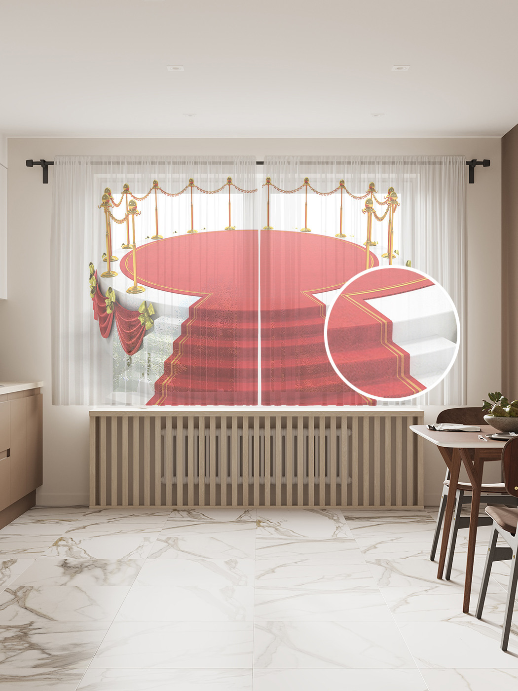 

Фототюль JoyArty "Шикарный подиум", 145x180 см (2 полотна со шторной лентой + 50 крючков), Шикарный подиум