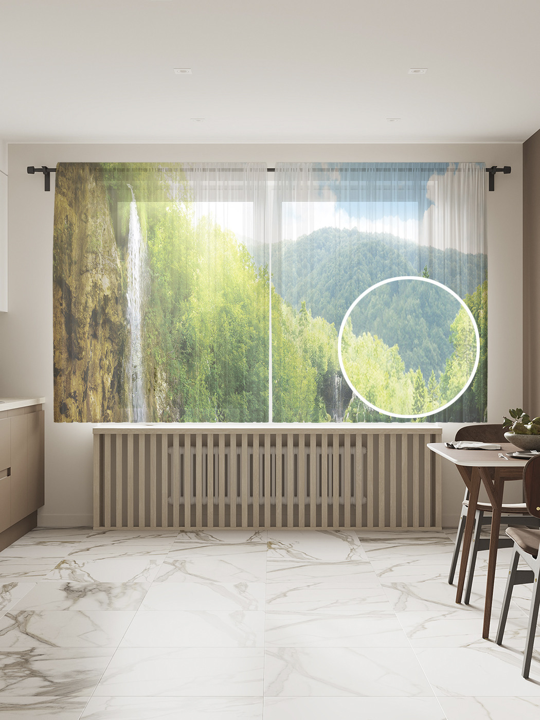 

Фототюль JoyArty "Скопление водопадов", 145x180см (2 полотна с лентой + 50 крючков), Скопление водопадов