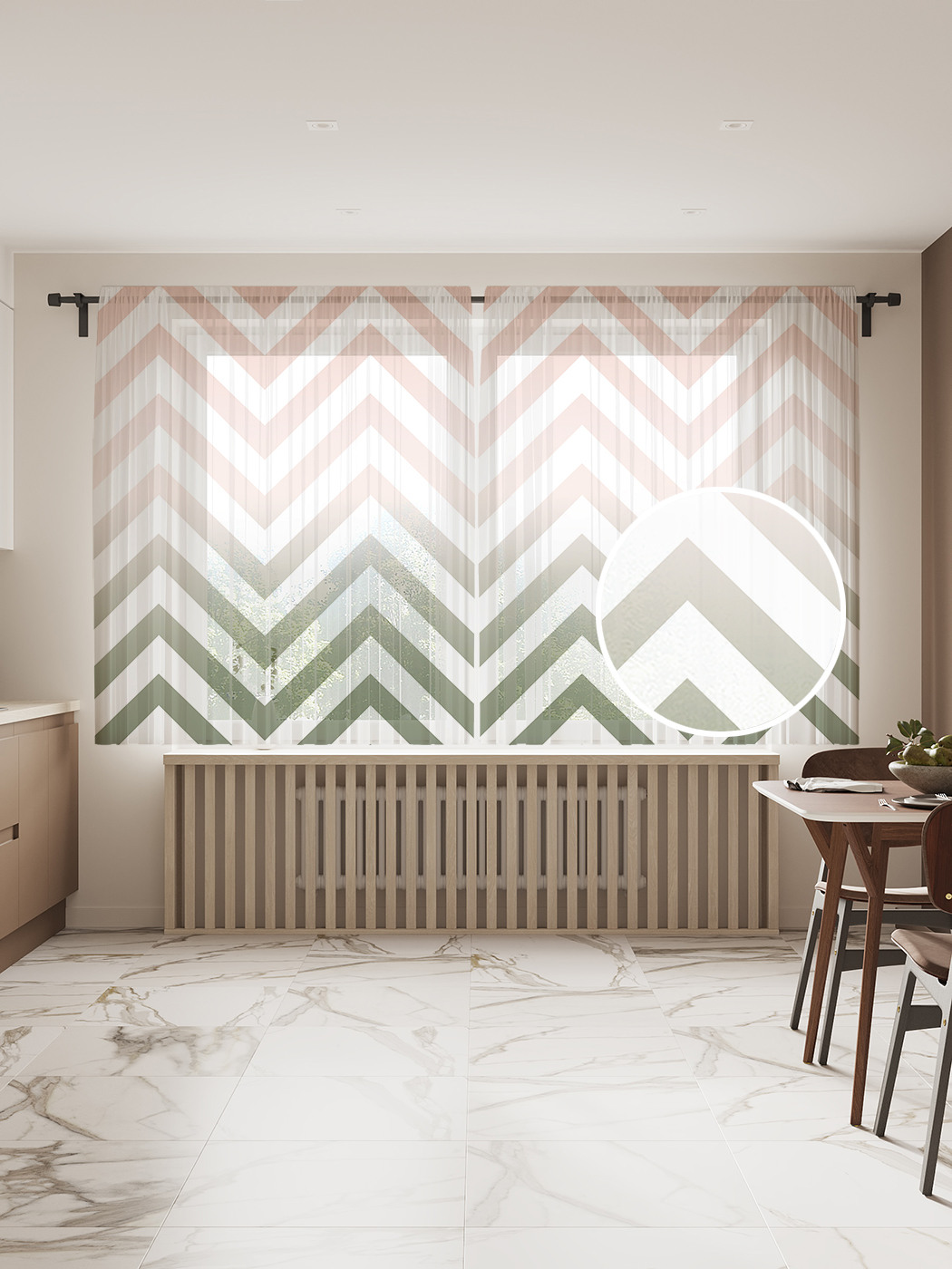 

Фототюль JoyArty "Зигзаги с градиентом", 145x180см (2 полотна с лентой + 50 крючков), Зигзаги с градиентом