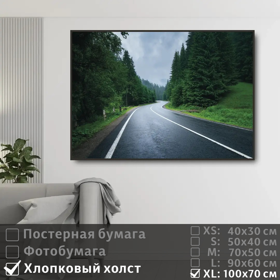 

Постер на холсте ПолиЦентр Дорога лес в тумане 100х70 см, ДорогаЛесВТумане1