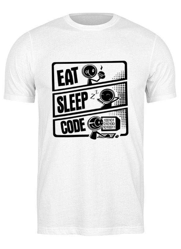 

Футболка мужская Printio Eat, sleep, code белая 2XL, Белый, Eat, sleep, code