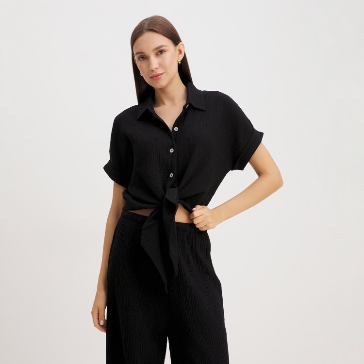 

Рубашка женская Maison David BLN921 черная XS, Черный, BLN921